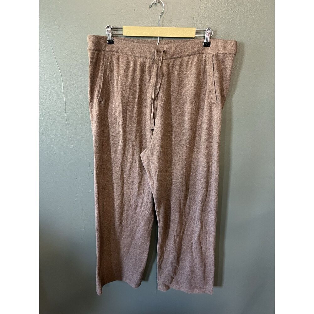 Gap Womens Brown Wide Leg Knit Pull On Sweatpants w/ Drawstring Size XL